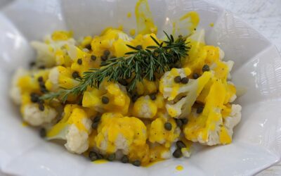 Cauliflower with Tumeric Caper Sauce